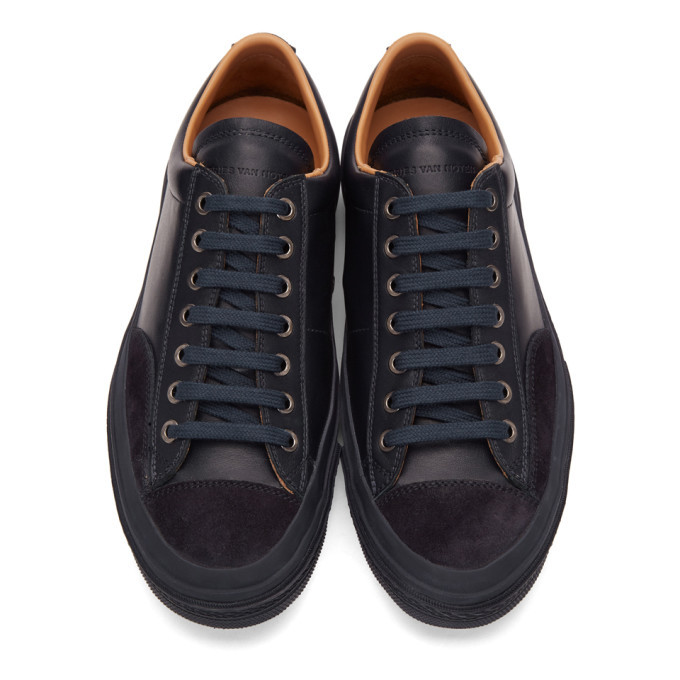 Dries Van Noten Navy Leather Sneakers Dries Van Noten