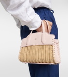 Loro Piana Leather-trimmed raffia tote bag