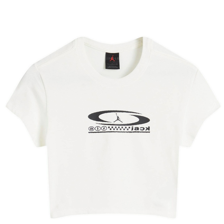 Photo: Air Jordan Women's x Travis Scott Baby T-Shirt in Sail/Black