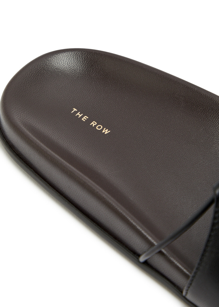 The Row Vivienne Leather Sliders Black