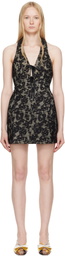 Yuhan Wang SSENSE Exclusive Black Bow Tied Lace Minidress