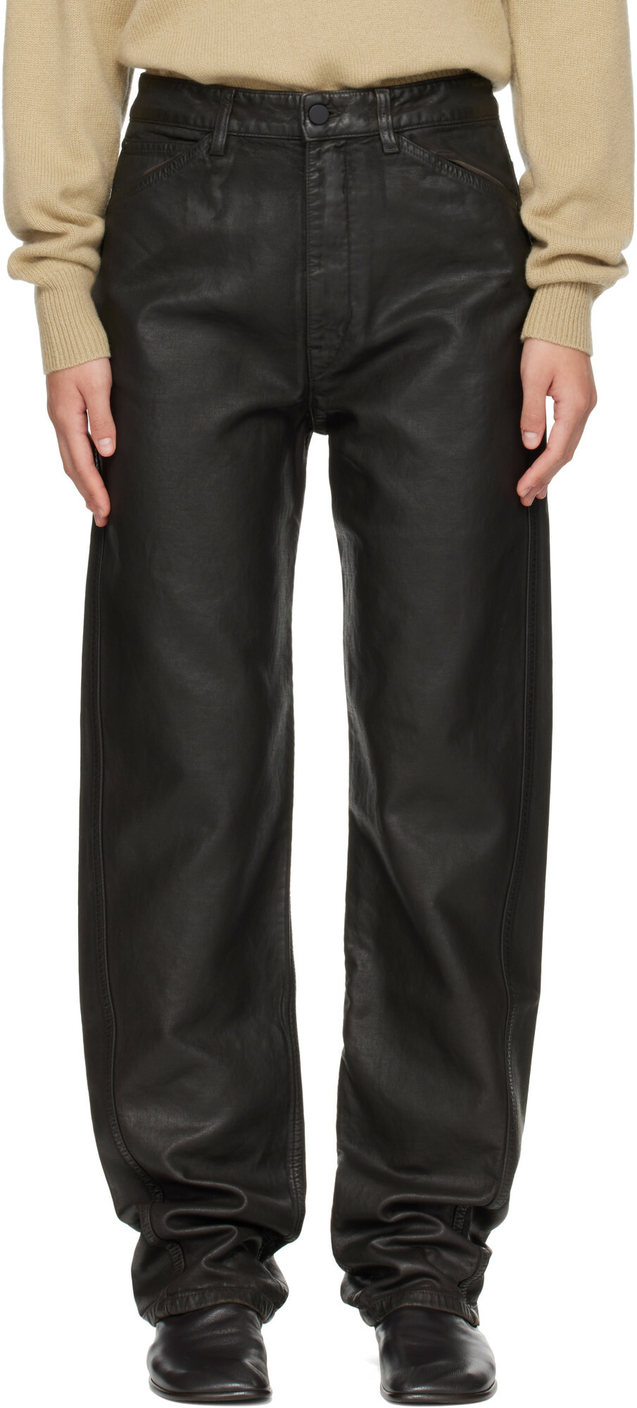 LEMAIRE Brown Five Pockets Twisted Jeans