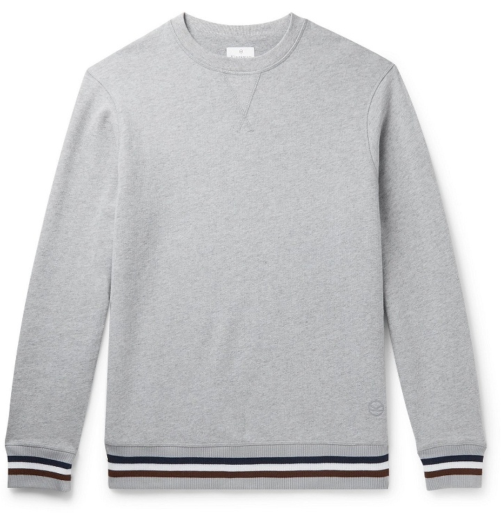 Photo: Kingsman - Stripe-Trimmed Mélange Fleece-Back Cotton and Cashmere-Blend Sweatshirt - Gray
