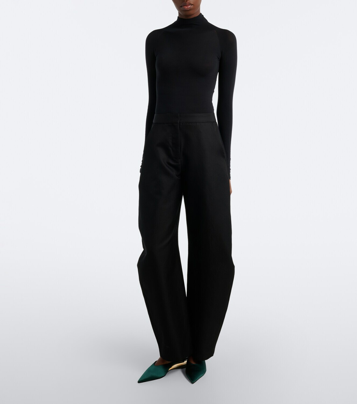 Alaïa Invisible satin wedge mules