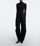 Alaïa Invisible satin wedge mules