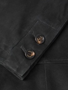 Eleventy - Slim-Fit Nehru-Collar Padded Suede Down Jacket - Black