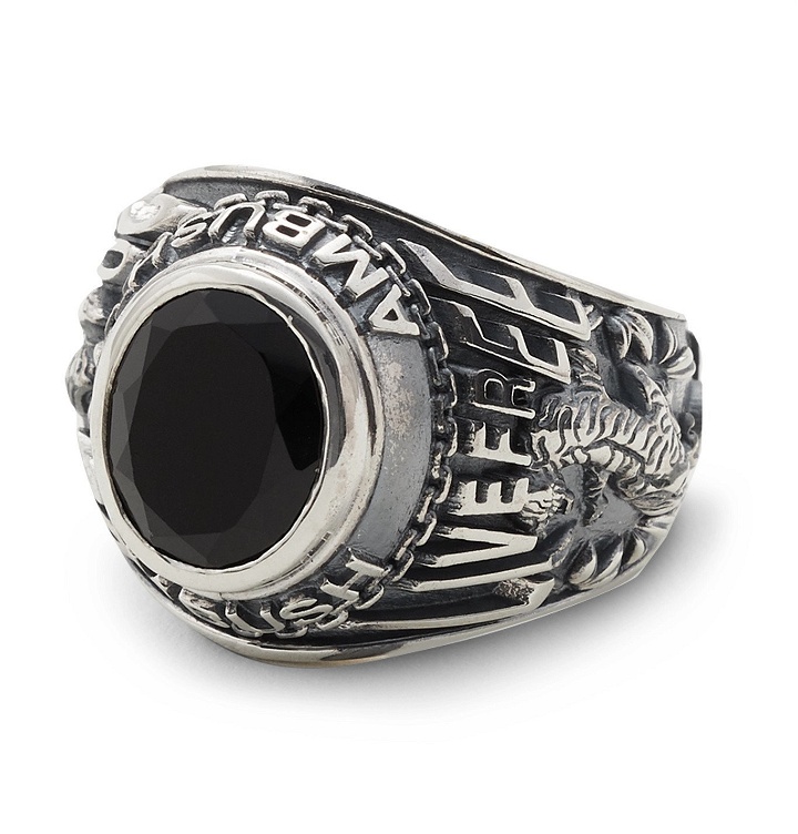 Photo: AMBUSH® - Engraved Silver-Tone and Stone Ring - Silver