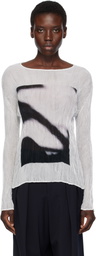 ISSEY MIYAKE White May Shadow Study Chiffon Twist T-shirt