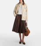 Prada Leather-trimmed oversized cotton blouson jacket