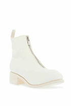 GUIDI unisex white horse and calf leather boots with elegant side zip White