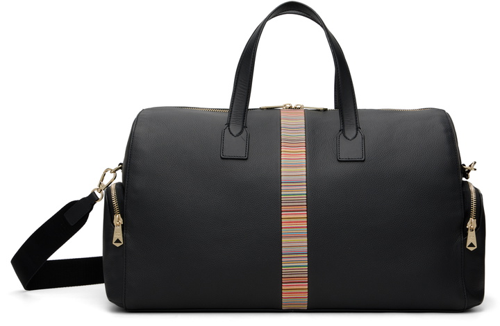 Photo: Paul Smith Black Leather 'Signature Stripe' Trim Day Duffle Bag