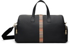 Paul Smith Black Leather 'Signature Stripe' Trim Day Duffle Bag