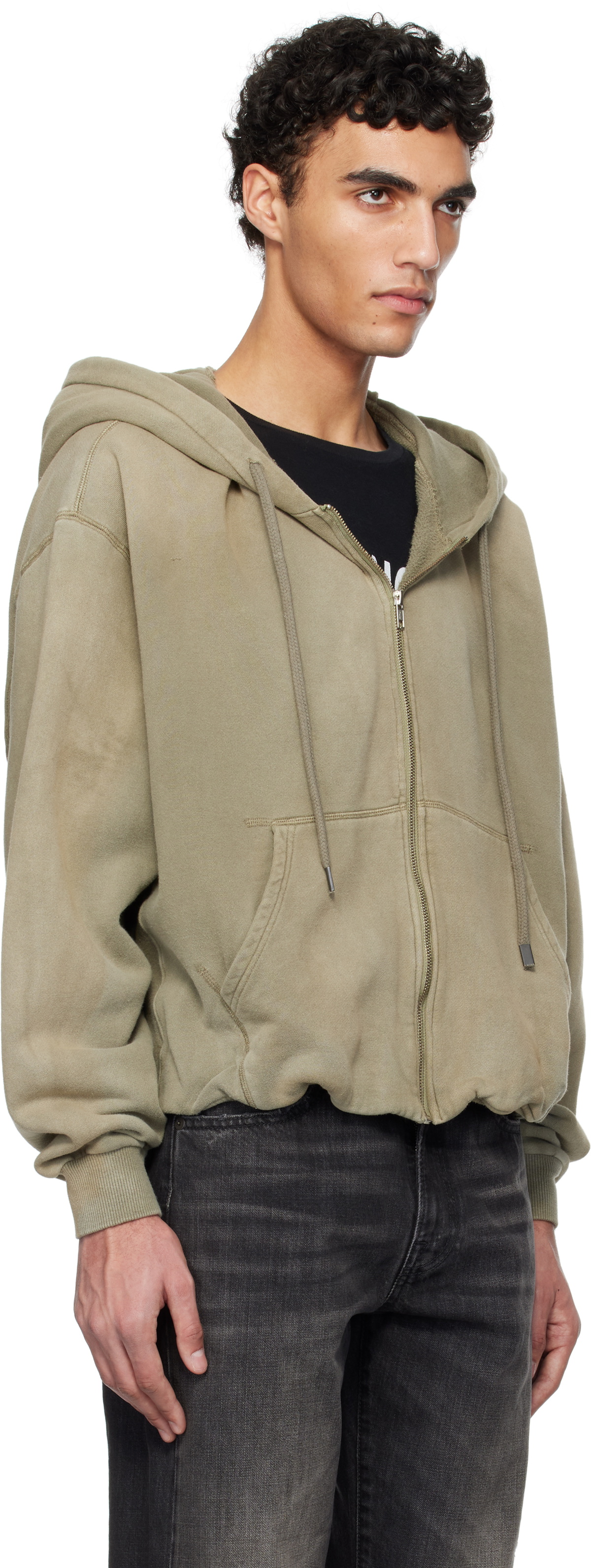 R13 Green Balloon Zip-Up Hoodie R13