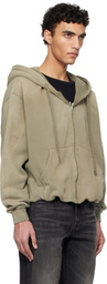 R13 Green Balloon Zip-Up Hoodie