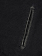 FrizmWORKS - Leather-Trimmed Distressed Padded Cotton-Canvas Jacket - Black