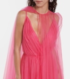 Costarellos Cassandra caped tulle gown