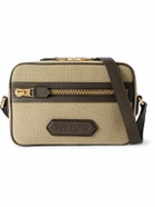 TOM FORD - Logo-Embossed Leather-Trimmed Cotton-Canvas Messenger Bag