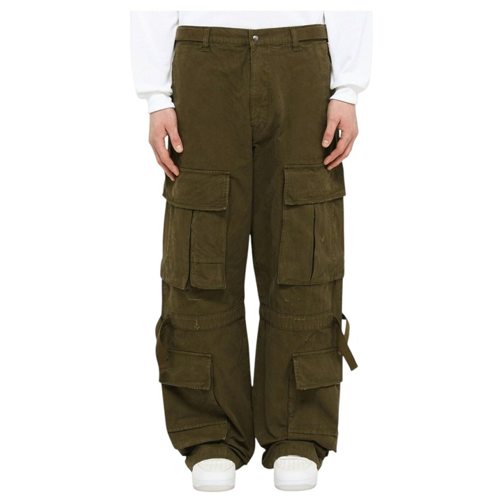 Photo: DARKPARK Military Green Cotton Baggy Cargo Trousers
