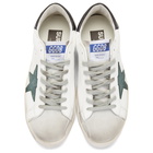 Golden Goose White and Green Superstar Sneakers