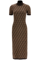 FENDI 'knit midi dress with ff Brown