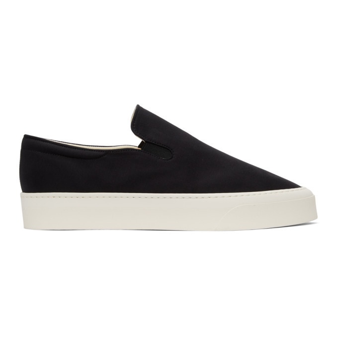 Photo: The Row Black and Off-White Dean Slip-On Sneakers