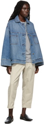 B Sides Blue Denim Stadium Jacket