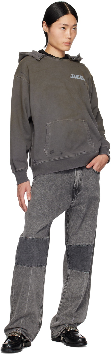 JieDa Brown Distressed Hoodie