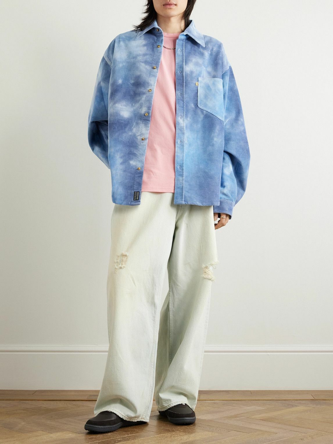 ERL - Tie-Dyed Cotton-Corduroy Shirt - Blue