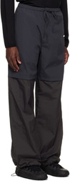 AMOMENTO Gray Nylon Layered Trousers