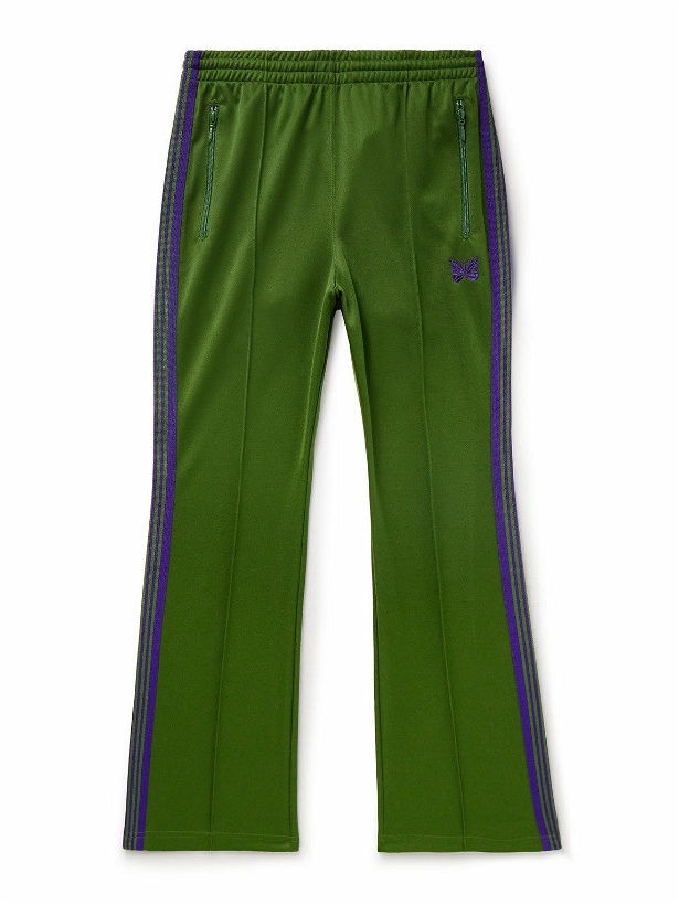Photo: Needles - Bootcut Webbing-Trimmed Logo-Embroidered Tech-Jersey Track Pants - Green