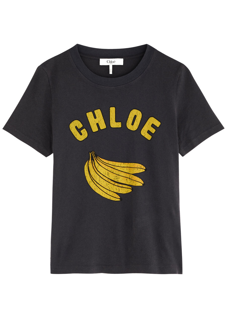 Chloe Printed Cotton T-shirt Navy Chloe