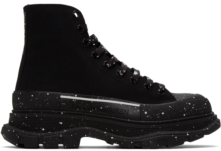 Photo: Alexander McQueen Black Paint Tread Slick High Sneakers