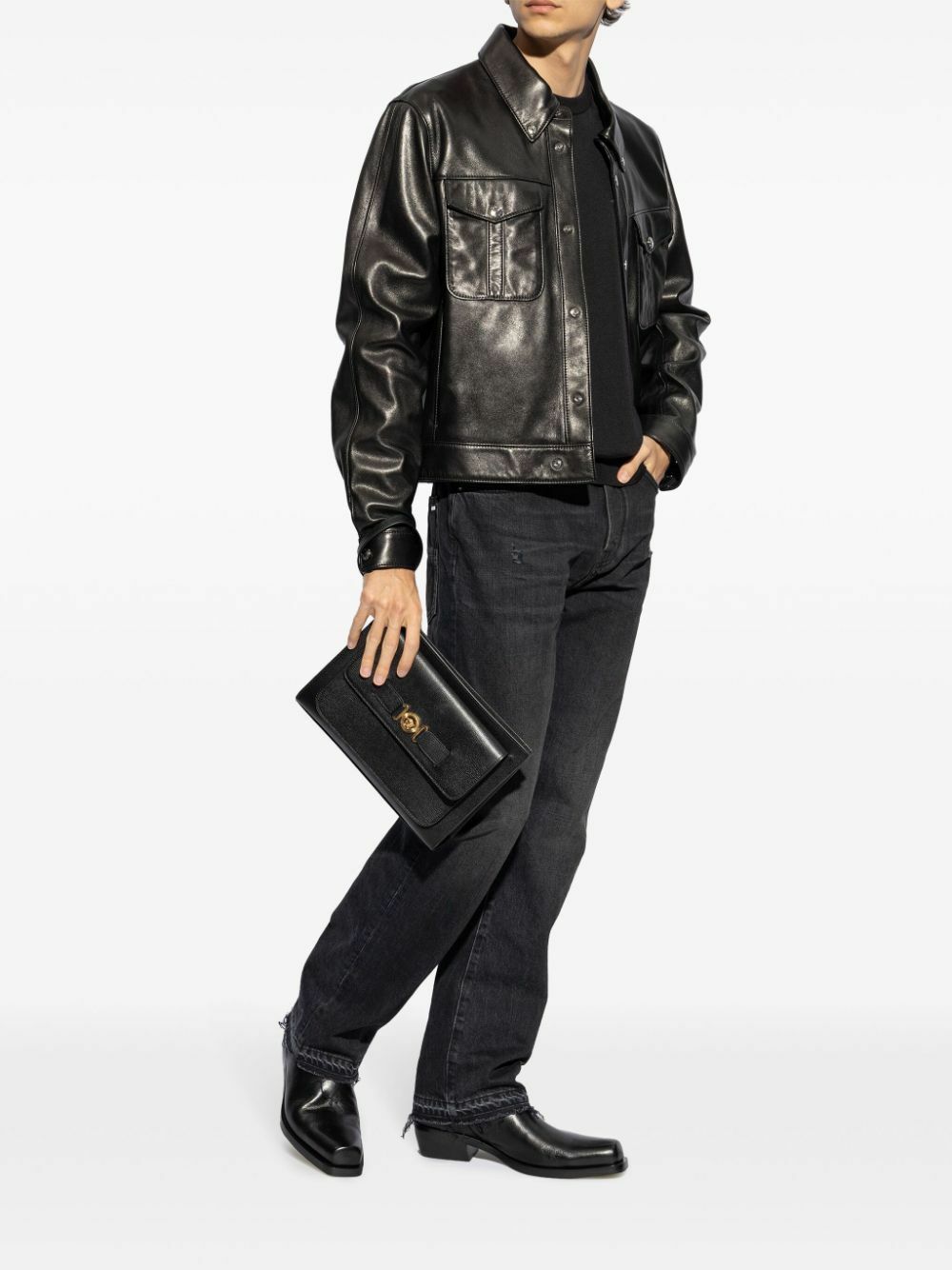 Men’s AUTHENTIC leather Versace Luciano boots Black Luciano Boots – On Sale Now with Up to 60% Off  main image 4