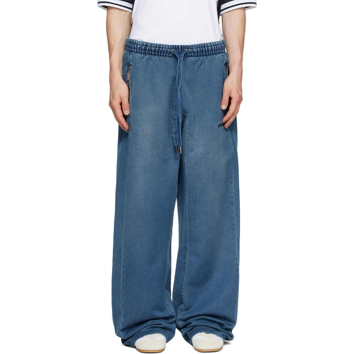 Off-White Navy Distress Diag Slouchy Highlighted Sweatpants