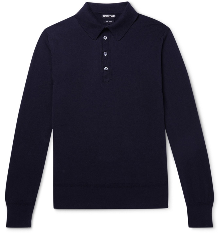 Photo: TOM FORD - Slim-Fit Sea Island Cotton Polo Shirt - Blue