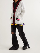 Mastermind World - Oversized Logo-Intarsia Cable-Knit Cardigan - White