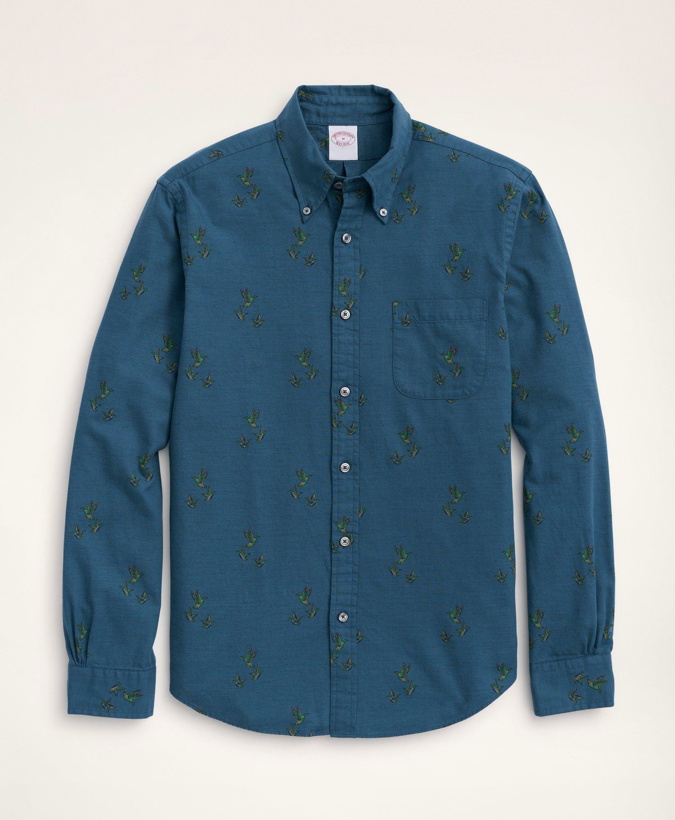 Photo: Brooks Brothers Men's Regent Regular-Fit Archival Brushed Twill Duck Print Shirt | Blue