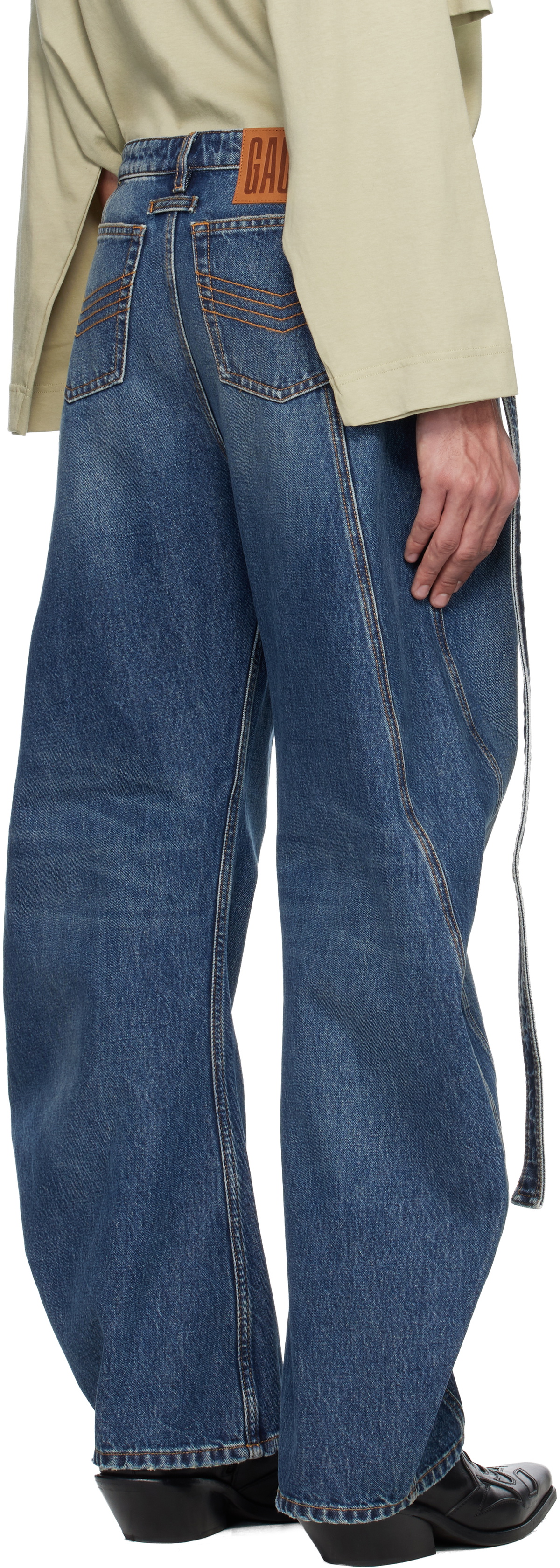 Jean Paul Gaultier Blue 'The Denim Strap' Jeans
