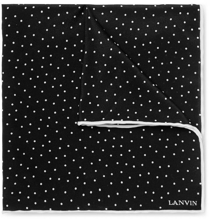 Photo: Lanvin - Polka-Dot Silk Pocket Square - Black