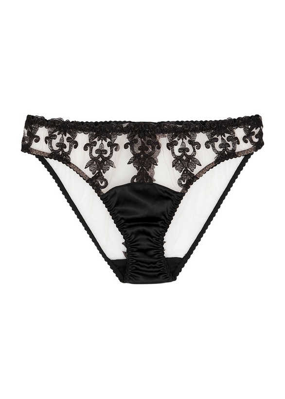 Photo: Fleur OF England Onyx Embroidered Tulle Briefs Black