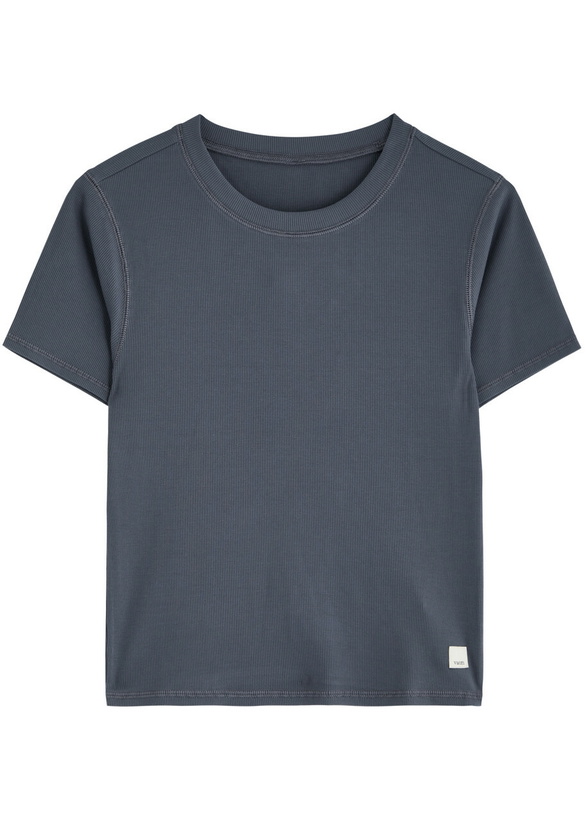 Photo: Vuori Pose Ribbed-knit T-shirt Blue