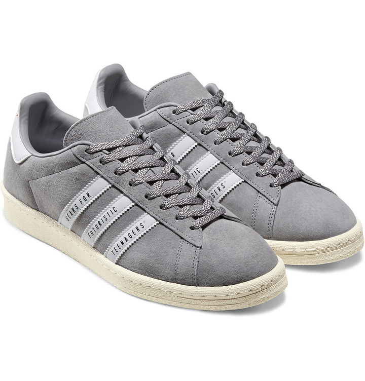 Photo: adidas Consortium - Human Made Campus Leather-Trimmed Suede Sneakers - Gray