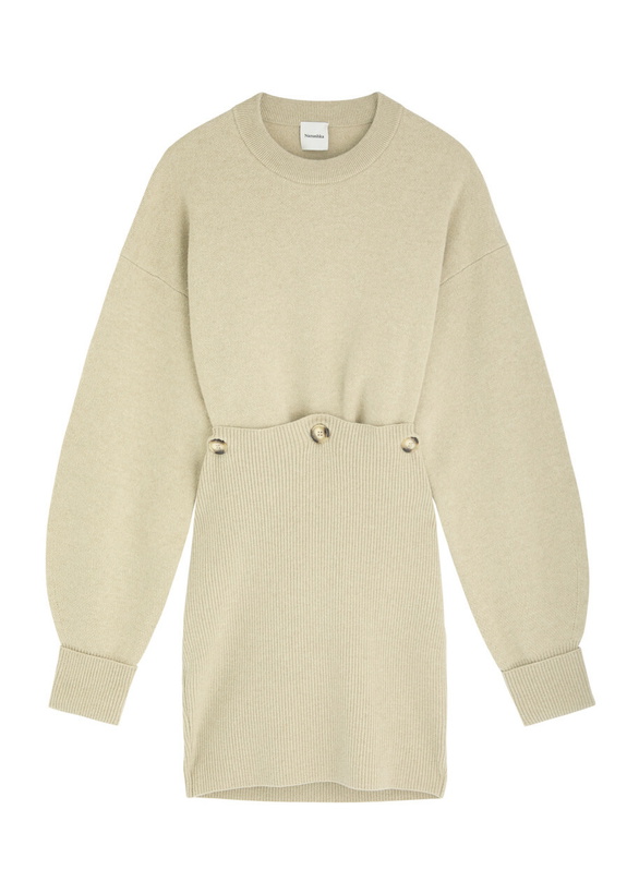 Photo: Nanushka Strahe Wool-blend Mini Dress Stone
