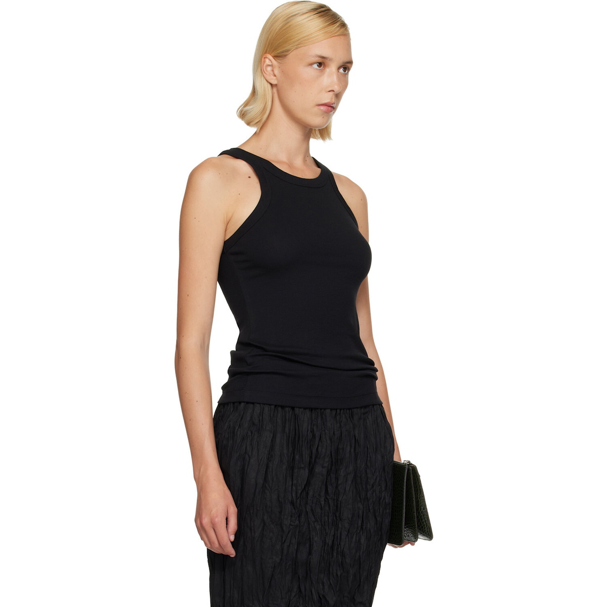 TOTEME Black Curved Rib Tank Top
