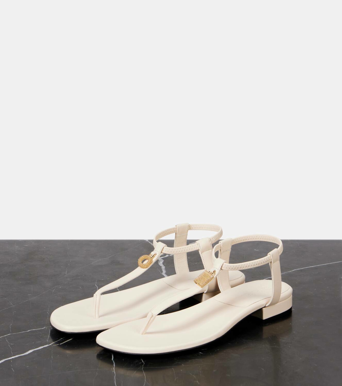 Loro Piana Mindil embellished leather thong sandals