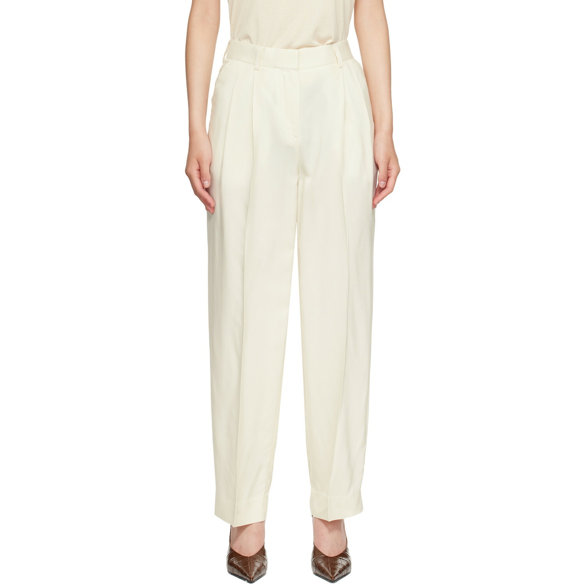TOTEME Off-White Double-Pleat Fluid Trousers