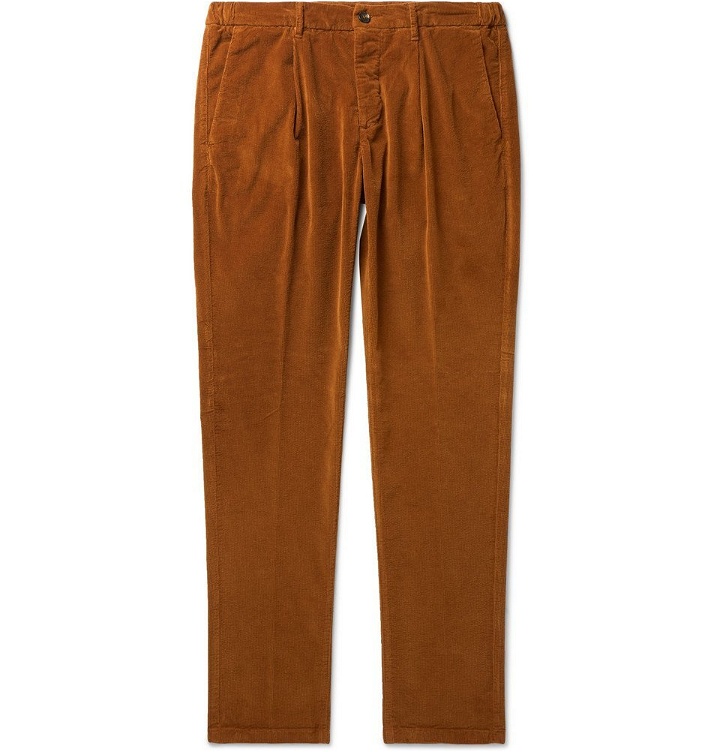 Photo: Altea - Tapered Cotton-Blend Corduroy Drawstring Trousers - Brown