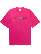 VETEMENTS - Oversized Crystal-Embellished Cotton-Jersey T-Shirt - Pink