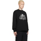 BALMAIN Black Printed 'Balmain Vine' Sweatshirt