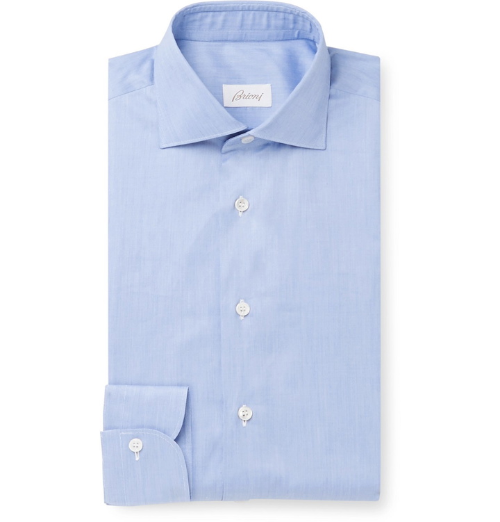 Photo: Brioni - Blue Cotton-Poplin Shirt - Blue